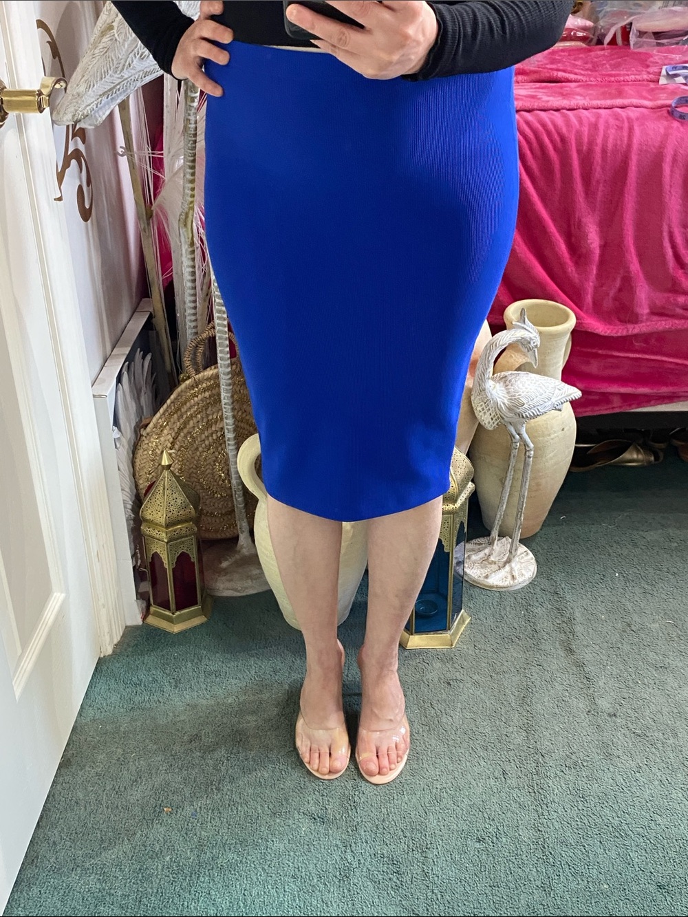 Forever 21 Blue Bodycon Pencil Ribbed Skirt NWOT Size S